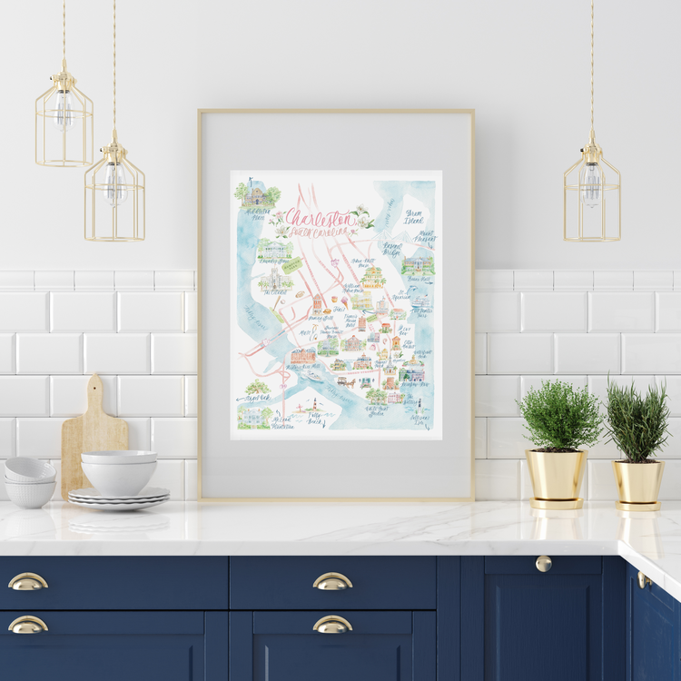 Simply Jessica Marie - Wholesale Art Print - Charleston Map Watercolor Art Print4