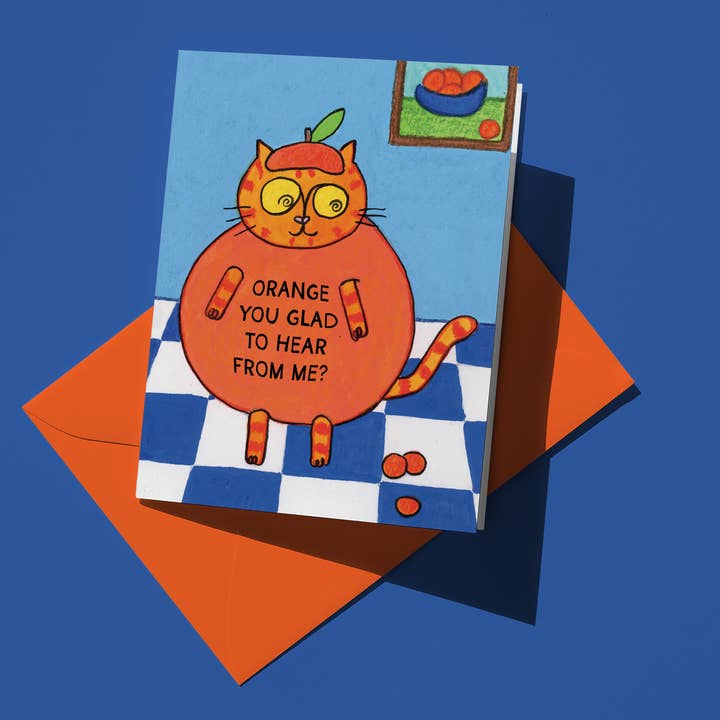 Over the Mewn - Wholesale Friendship Card - 'Orange You Glad to Hear From Me?' Card