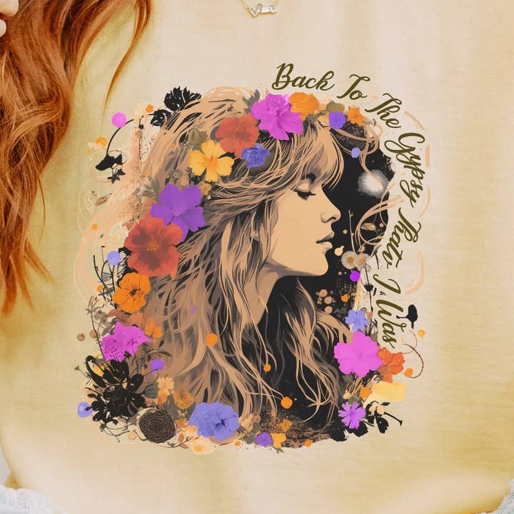 TheKingShirt - Wholesale Graphic Sweatshirt - Women's - Stevie Nicks Upcycled T-Shirt Hippie Boho Concert2