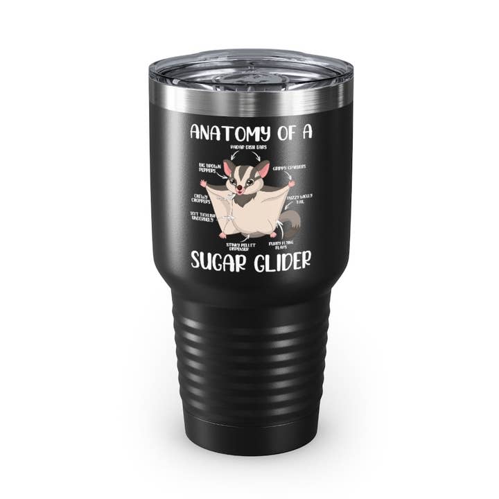 Bicchiere in acciaio inossidabile da 30 once, colori esilaranti, anatomia di alianti, mammiferi pelosi, appassionati di scivolamento, animali esotici della Tasmania, amante degli animali volanti per la vendita all'ingrosso da parte di Teegarb LLC