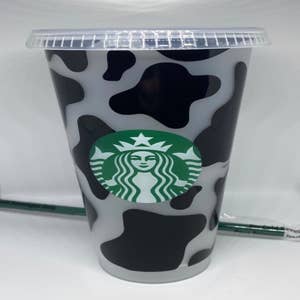 Cowhide Starbucks 20oz Skinny Tumbler, Cow Print, Starbucks Travel
