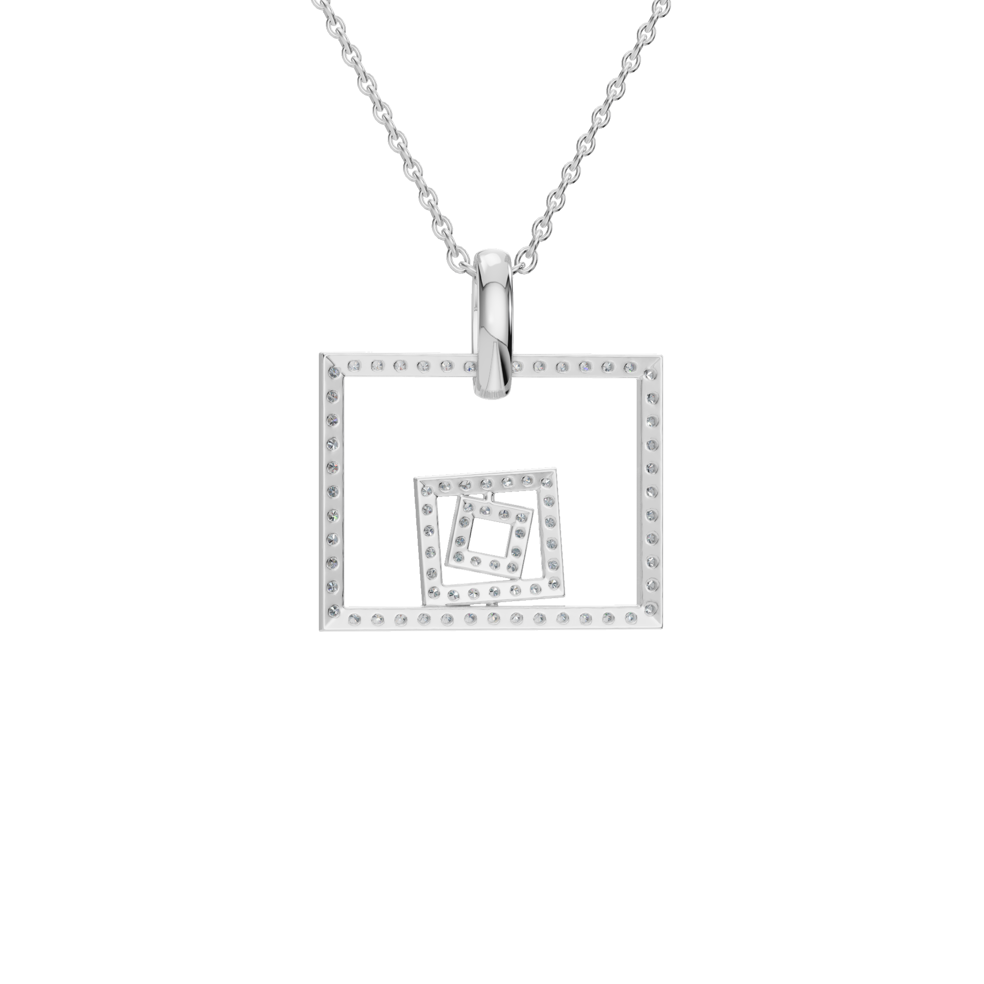 PureYou Jewelry - Vente Colliers à pendentif - Collier carré en diamant en or 14K, collier superposé délicat6