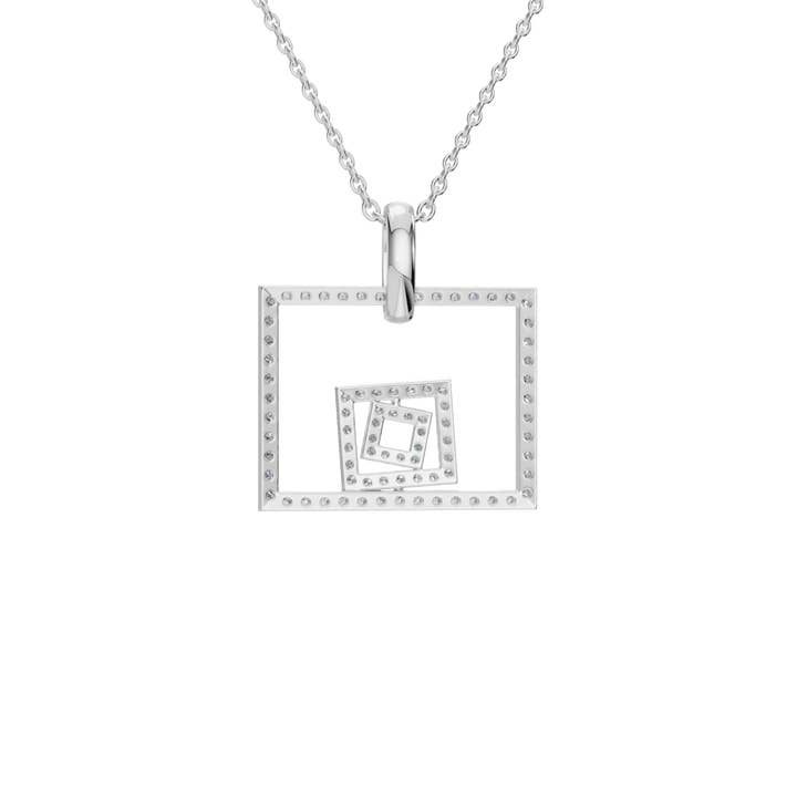 PureYou Jewelry - Wholesale Pendant/Charm Necklace - 14K Gold Diamond Square Necklace, Dainty Layering Necklace6