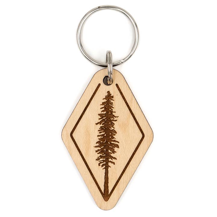 Giant Tree Wood Keychain for wholesale by Steamer Lane Design