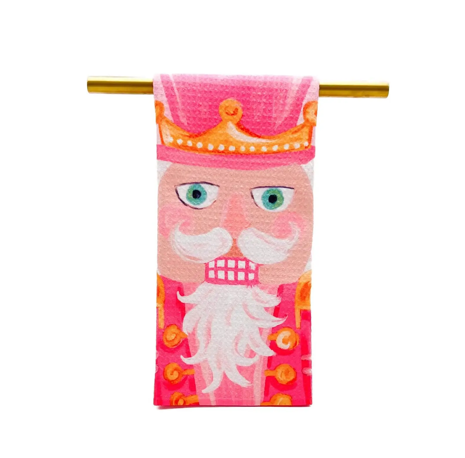 Rachel Brooks Design, LLC - Wholesale Tea Towel - Hot Pink Mr. Nutcracker Tea Towel - Christmas Hand Towel0