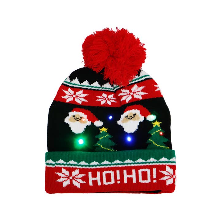 Cap Zone - Wholesale Beanie - Kids - Toddlers Christmas LED Light-Up Cuffed Beanie14