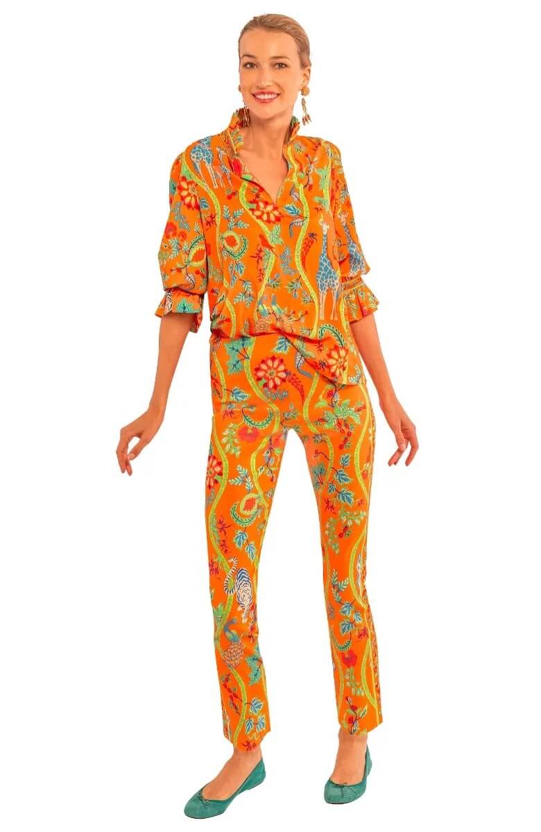 Gretchen Scott LLC - Wholesale Tunic - Women's - Ruffleneck Tunic - Jungle Symphony17