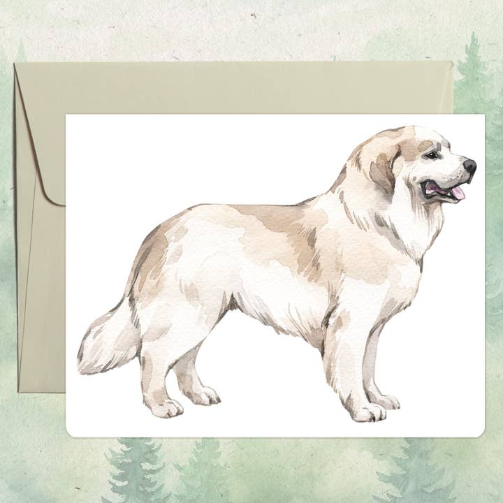 Tarjeta de felicitación hecha a mano con perro Gran Pirineo para venta al por mayor de Soul Familiar