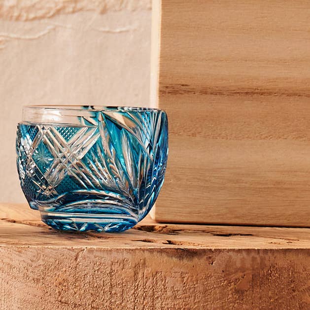 Satsuma Kiriko Cut Glass (Light Blue) by Miriyu Kōbō for wholesale by wagumi