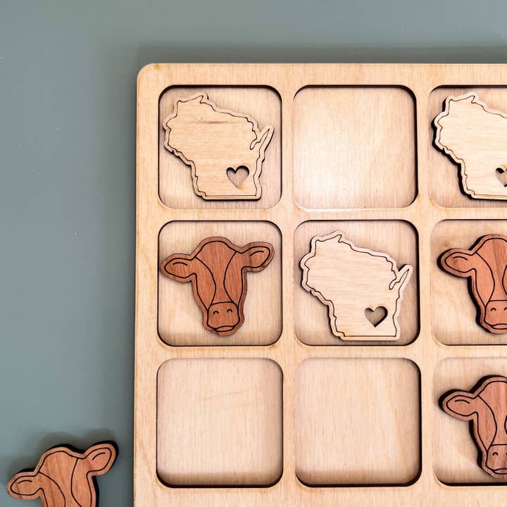 Birch House Games & Gifts - Wholesale Board Game - Wisconsin State Gift - Tic-Tac-Toe WI Game - Customizable!