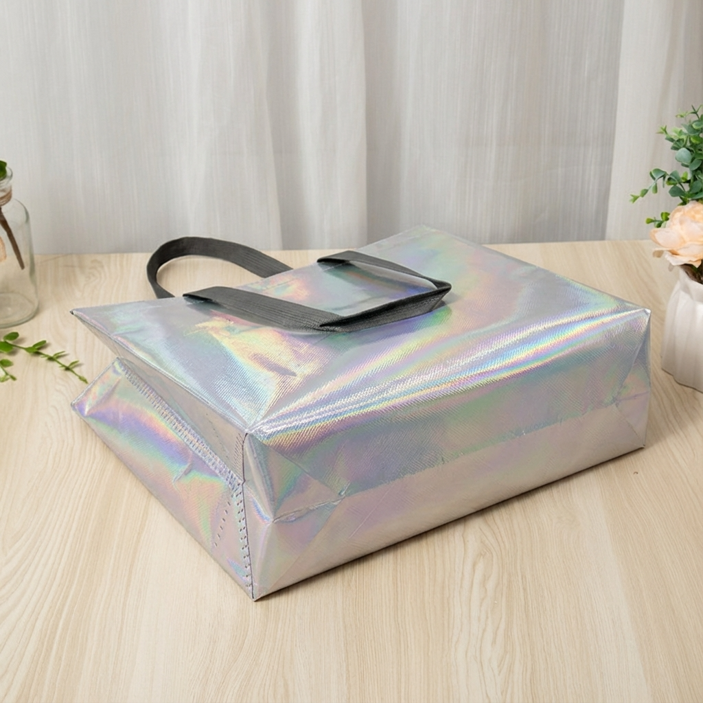 ByHome – wholesale Gift bag – 50pcs, 4 Sizes Iridescent Holographic Non-woven Gift Bag3