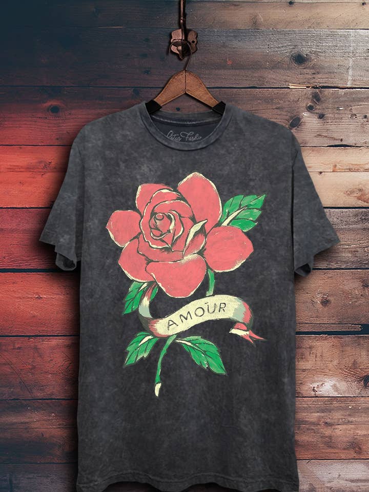 Lotus Fashion Collection - Wholesale Screen Printed T-Shirt - Women's - Amour Rose Graphic Top