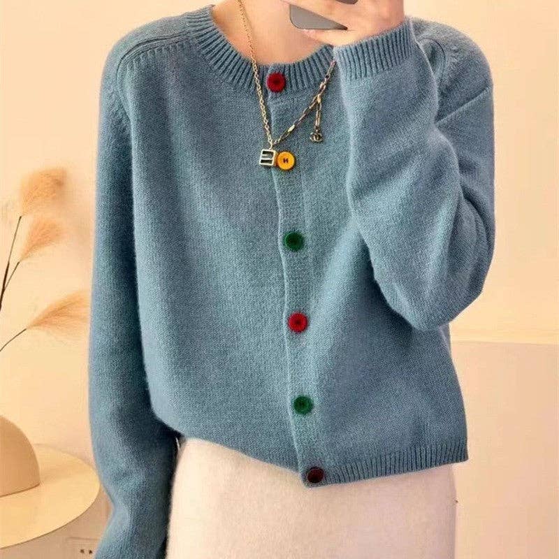 UZ Wholesale Store - Wholesale Cardigan - Women's - Colorful Buttoned Round Neck Cardigan Sweater2