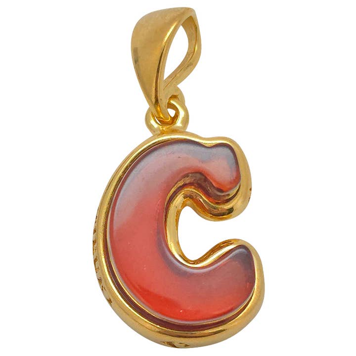 Letter C Amber Gold Plated Silver Pendant for wholesale by Amberman