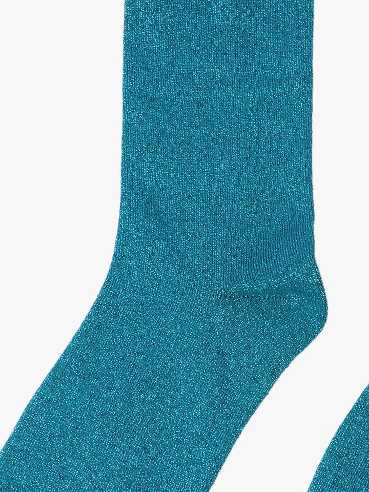 Sock Talk - Wholesale Socks - Women's - Women's Knee High Glitter Socks - Teal1