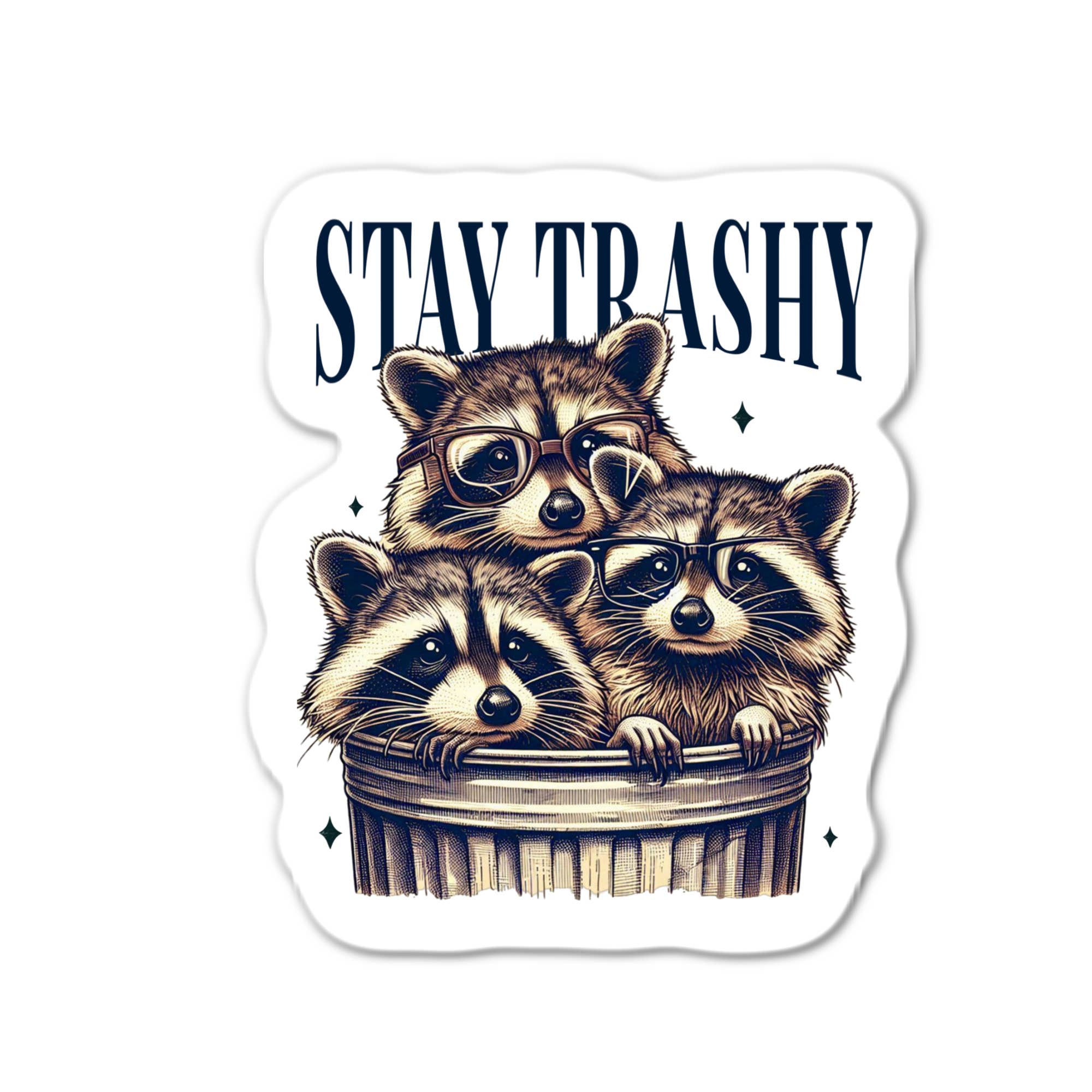 Lyrical River Designs - Wholesale Sticker - Stay Trashy Raccoons in Garbage Trash Panda Cute Sticker