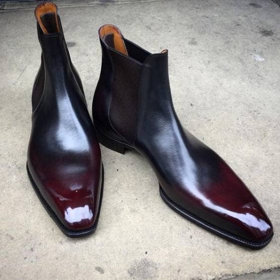 Handmade Burgundy Patina Leather Chelsea Boots for wholesale by The Royale Leather