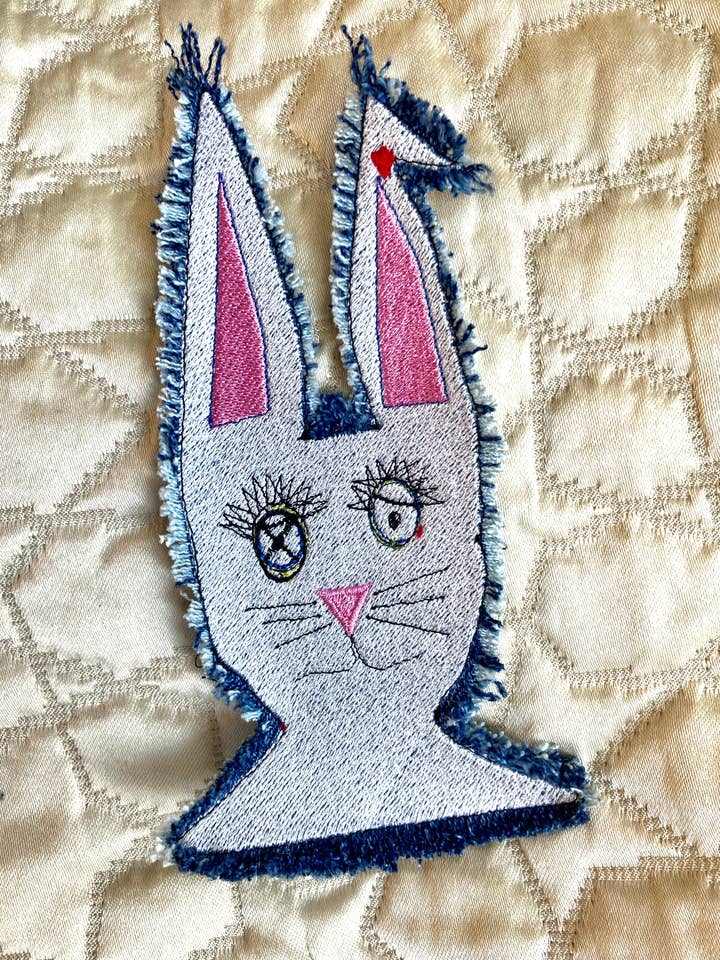 "Trouble Bunny" Embroidered Patch for wholesale by Nature Girl Industries/Center For Lost Objects