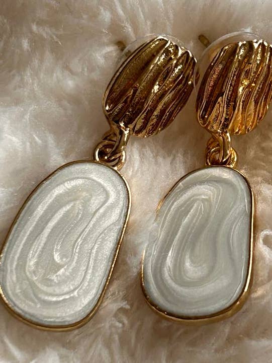 Brincos de ouro com mármore de Nápoles por atacado de Amber Leaf Jewellery