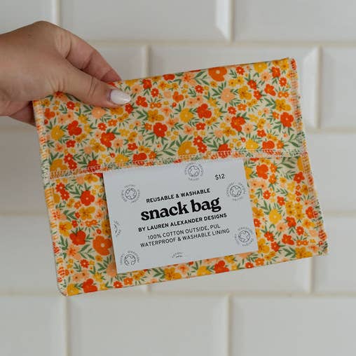 Snack/ Sandwich Reusable Bag - Retro Meadow for wholesale by Lauren Alexander Designs