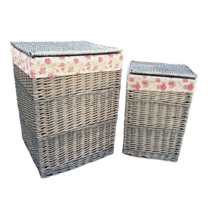 Cesto para ropa sucia Antique Wash Square Garden Rose con forro de algodón para venta al por mayor de Red Hamper