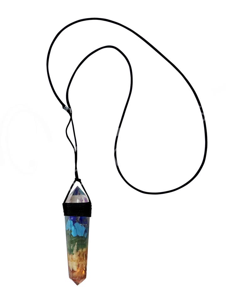 COLLANA - CHAKRA IN ORGONITE CON CORDINO NERO REGOLABILE per la vendita all'ingrosso da parte di Oceanic Linkways Inc