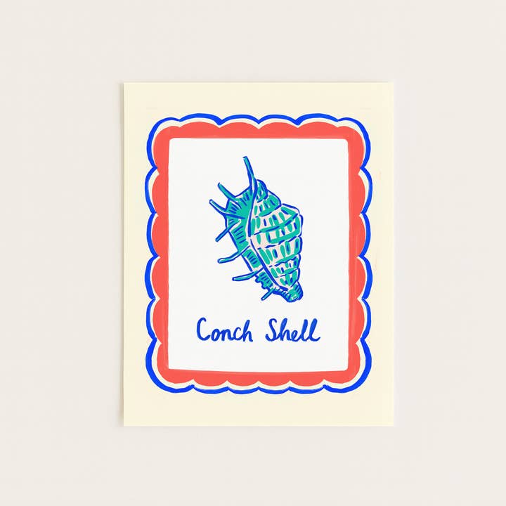 Impression d'art illustrée de coquillage côtier pour la vente par Three Strands Design