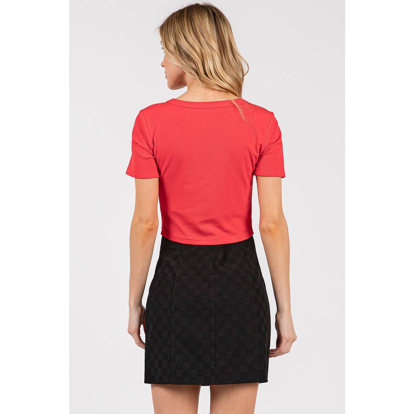 mittoshop - Wholesale Knit Top - Women's - RIBBED ROUND NECK SHORT SLEEVE BASIC CROP TEE14