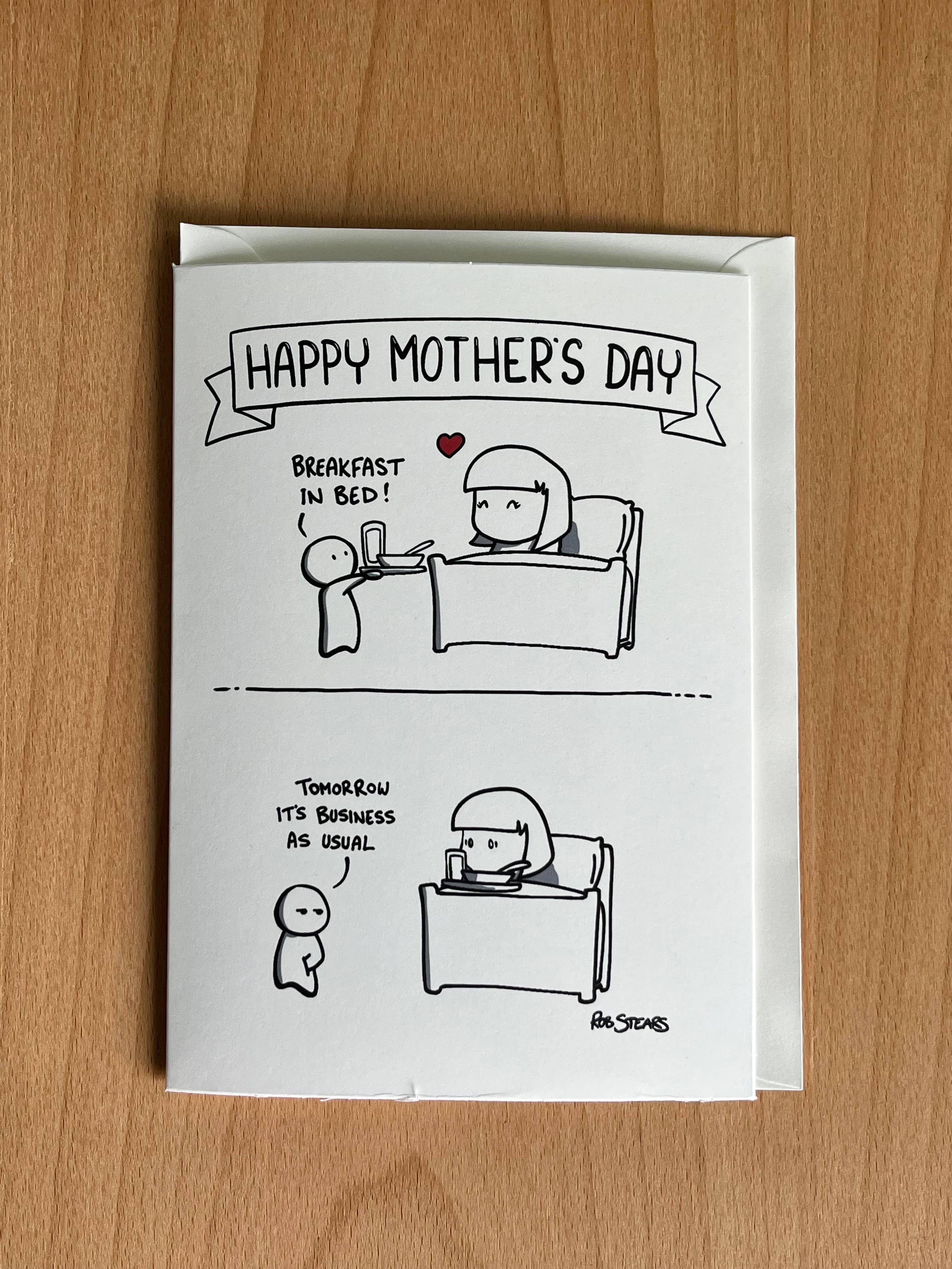 Rob Stears Illustration - Vendita all'ingrosso Biglietti di auguri per la Festa della Mamma - Colazione a letto0
