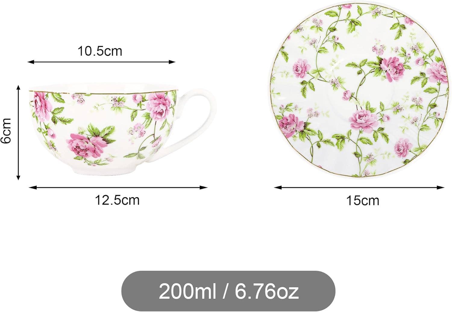 Biomatea – Großhandel Teekannen – Qinghua Floral Pattern Keramik Teetasse, 450 ml, mit Keramik Teesieb & Deckel2