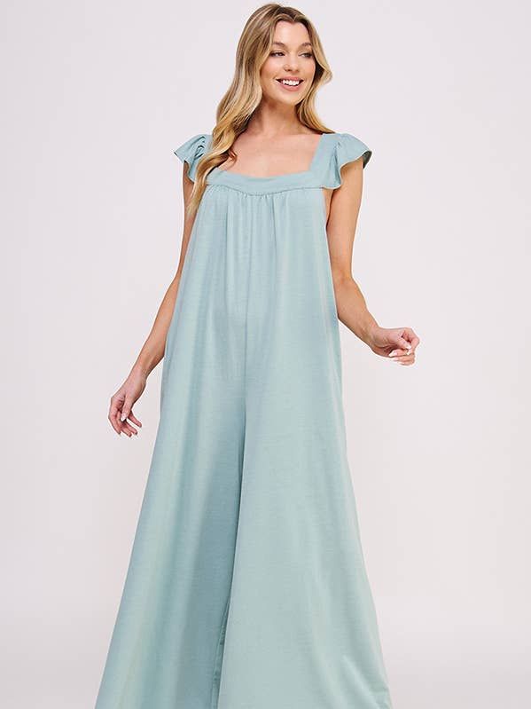 JADE BY JANE - Wholesale Jumpsuit - Women's - Ruffle Knit Maxi Jumpsuit KRJ8050-113