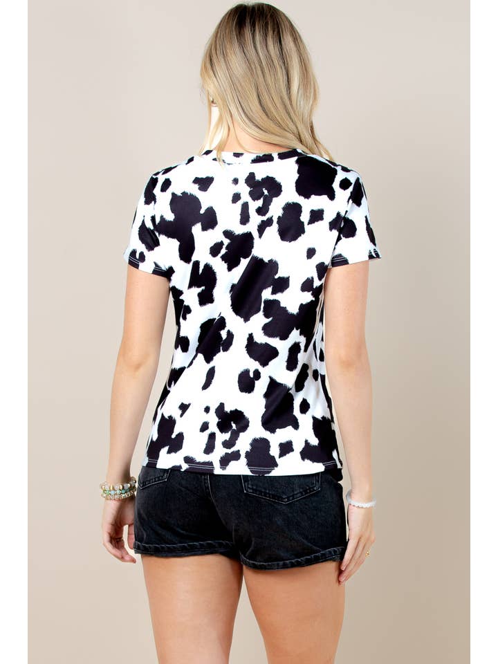 Nylon Apparel - Wholesale T-Shirt - Women's - X128-6463-Kalia Choco Cow Print Regular T Shirts9