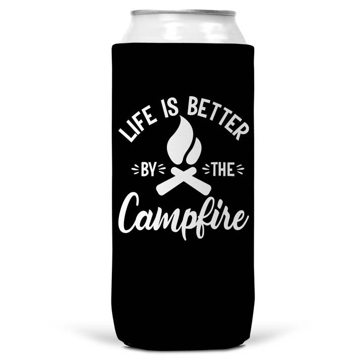Wi-Wear - Wholesale Drink Huggers & Koozies - Life Is Better By The Campfire SLIM CAN Coozie/Cooler