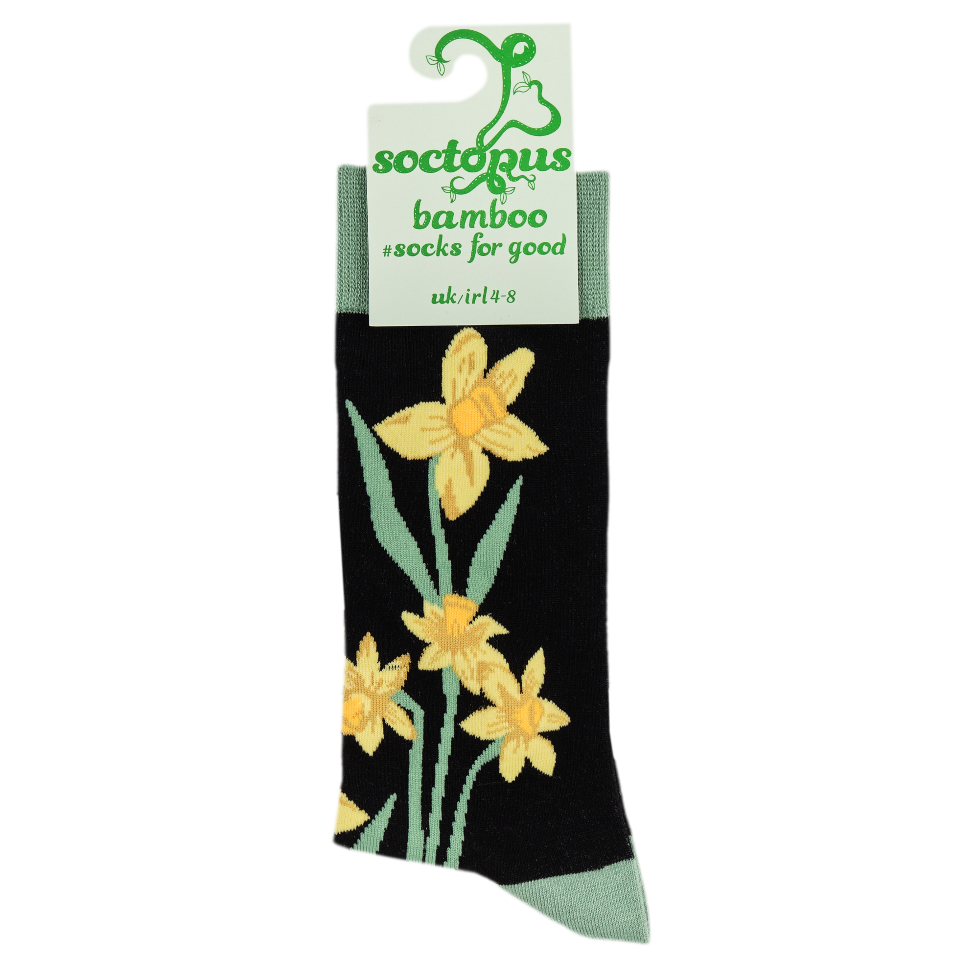 ZWART Naffodils Floral Bamboo Sokken voor groothandel op Faire2