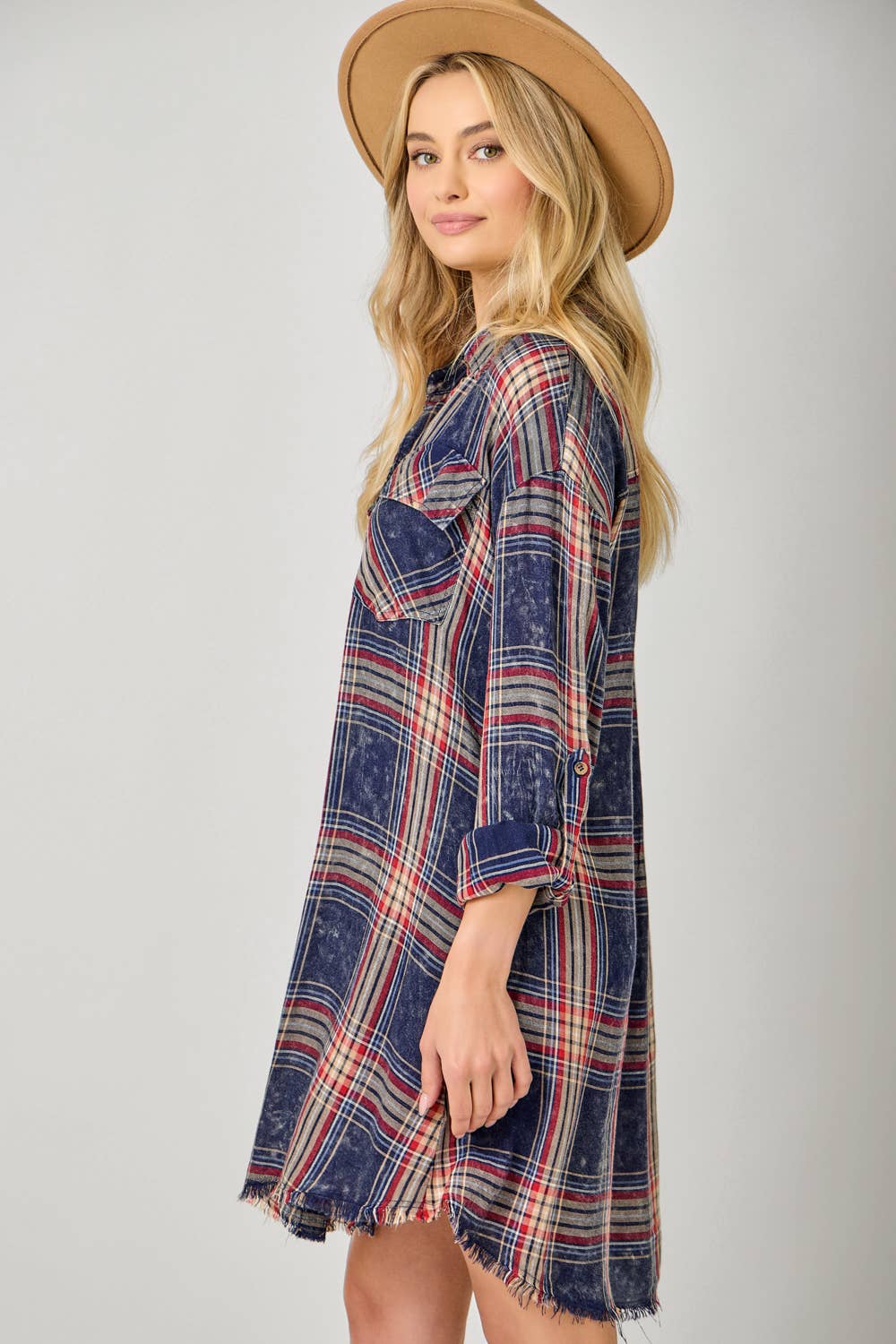 Mystree - Wholesale Dress - Women's - 61161 Washed Plaid Shirt Dress28