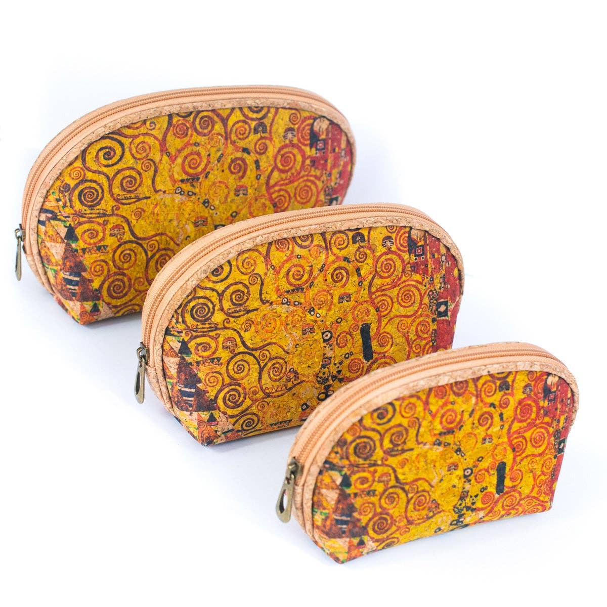 Meninas Bonitas Cork - Wholesale Makeup/Cosmetic Bag - Luxury Women's 3-Piece Cork Cosmetic Bag Set BAG-22673