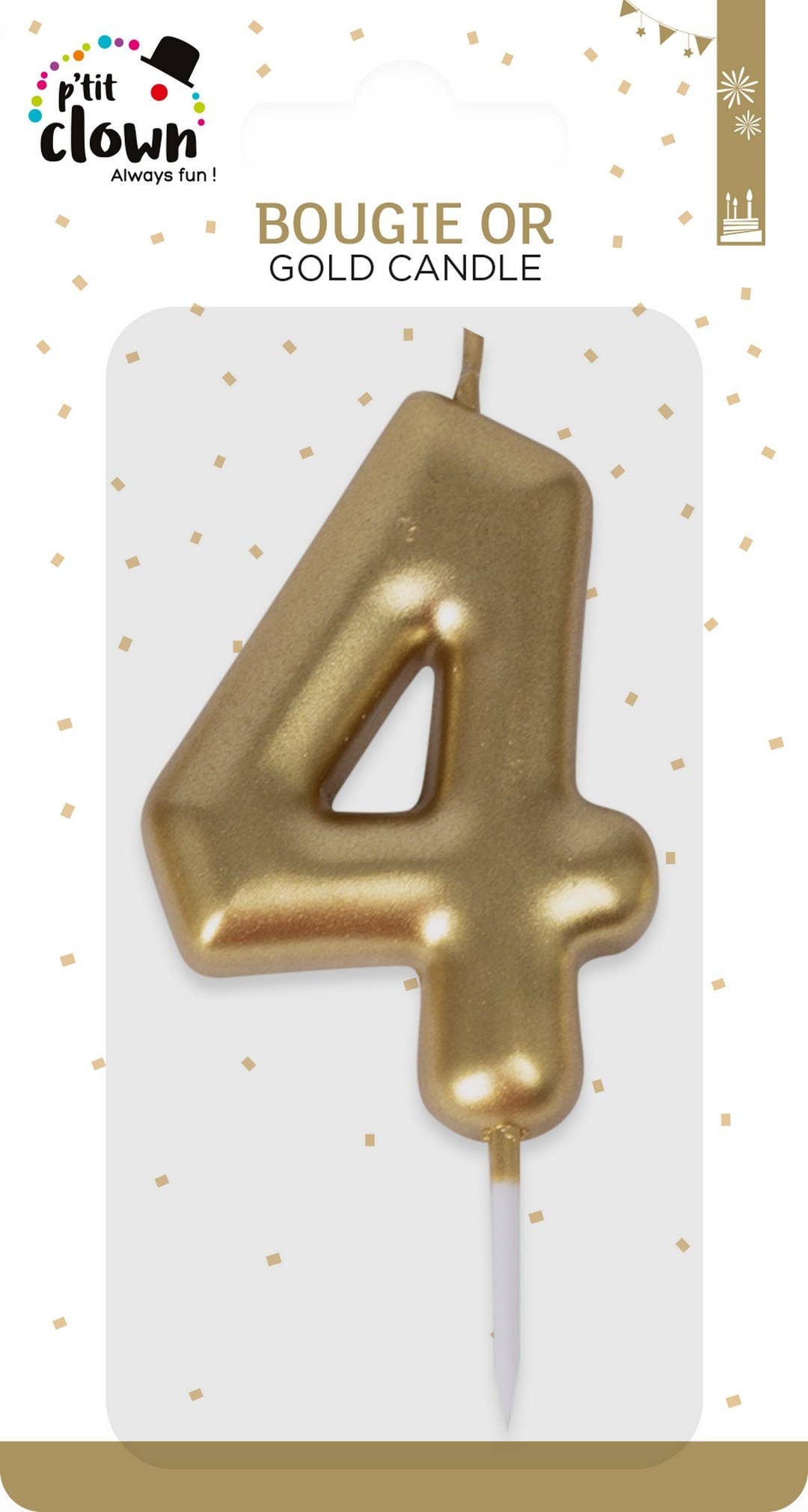 P'tit Clown - Wholesale Cake Candle - Gold Candle - Number 40