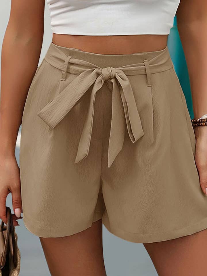 ABRICOT CWBSP0327_SHORT À LACETS DÉCONTRACTÉ DE COULEUR UNIE en vente sur Faire1