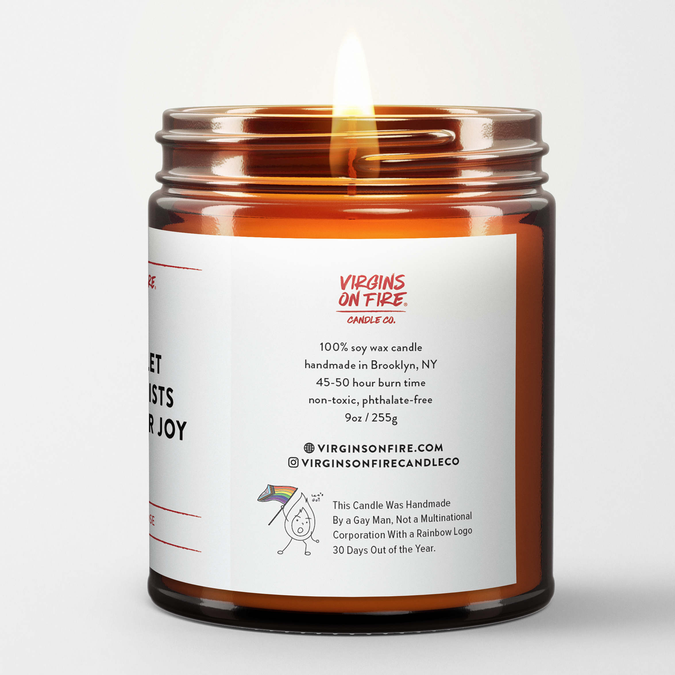 Virgins On Fire Candle Co. - Wholesale Jar/Filled Candle - DON'T LET THE FASCISTS STEAL YOUR JOY Scented Soy Wax Candle3