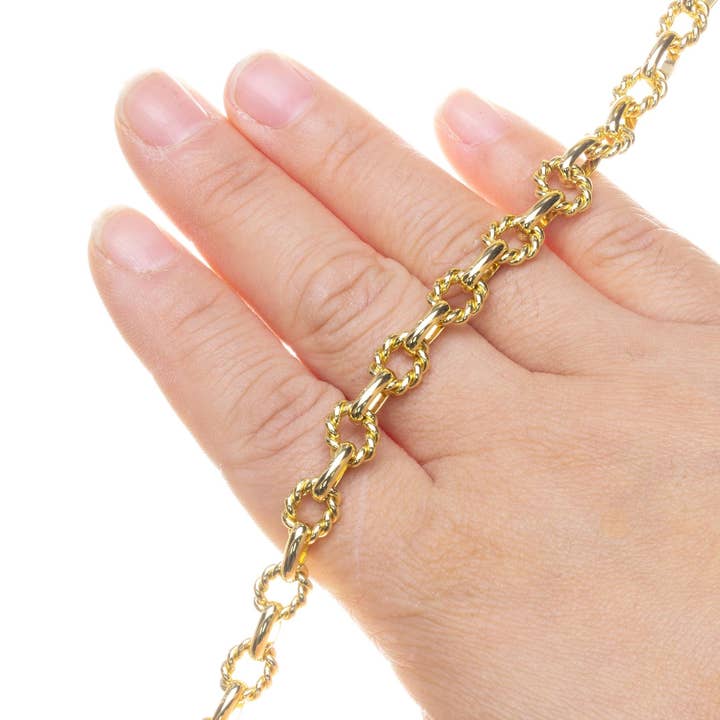 Jewel Pledge – Engroshandel Håndværk forsyninger – Twistet reb & glat oval guldkæde til smykker CHG1714