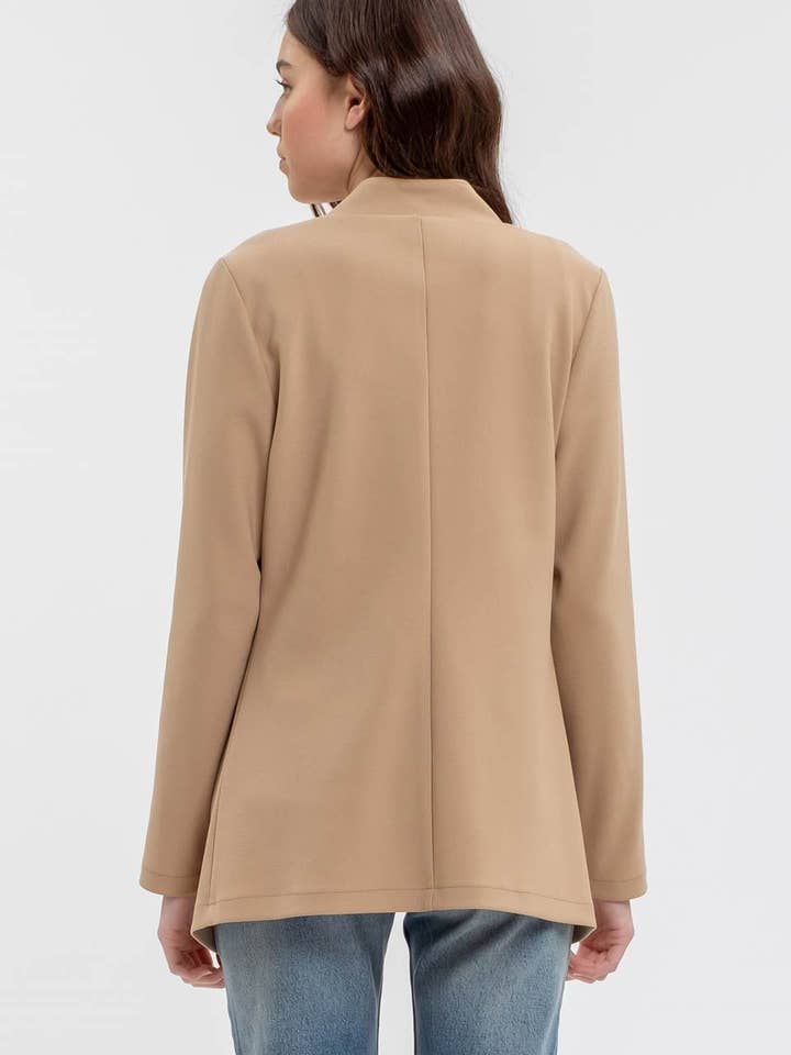 Blu Pepper - Wholesale Blazer - Women's - NOTCH COLLAR LONG SLEEVE LONG LINE BLAZER1