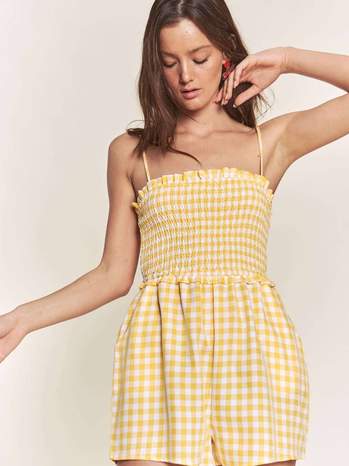 MACACÃO EM GUINGÃO COM ALÇA ESPAGUETE por atacado de Hers & Mine