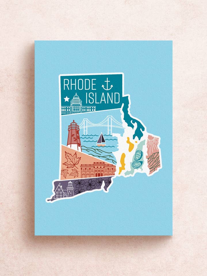 Rhode Island Statspostkort for engroshandel hos Nadia Design Co