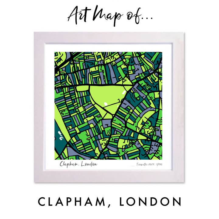 LONDON, CLAPHAM UK KONSTKARTA - HANDRITAD & BEGRÄNSAD UPPLAGA för wholesale av Firewater Gallery