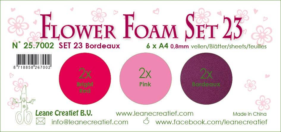 Ecstasy Crafts Distributing - Wholesale Craft Supplies - Flower Foam Set 23, 6 Sheets A4 3X2 Bordeaux Colours0