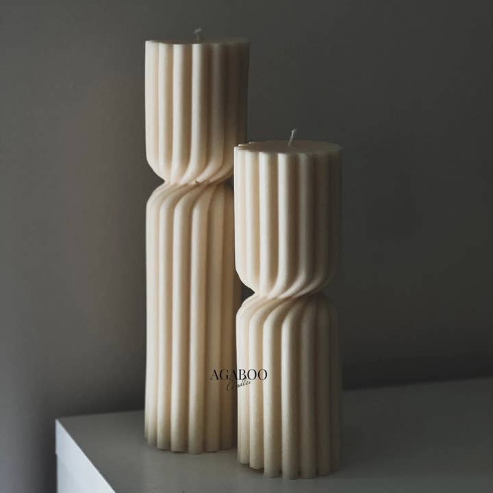 Agaboo Candle - Wholesale Pillar Candle - Huge Twisted Ribbed Pillar Candle