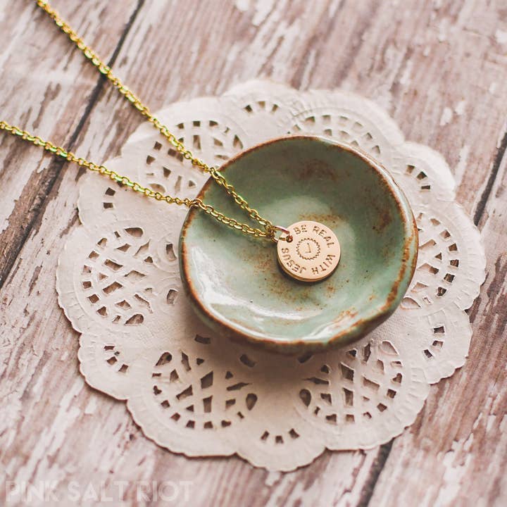 Pink Salt Riot - Wholesale Pendant/Charm Necklace - Be Real with Jesus Gold Necklace2