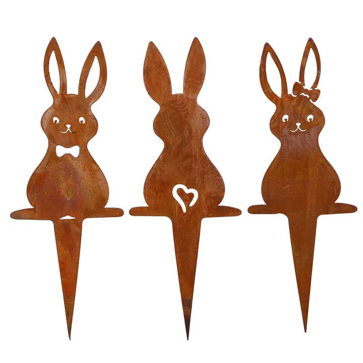 Rostikal – Großhandel Pfosten/Pfähle – Osterdeko Hasen Gartenstecker | Rost Deko Frühling3