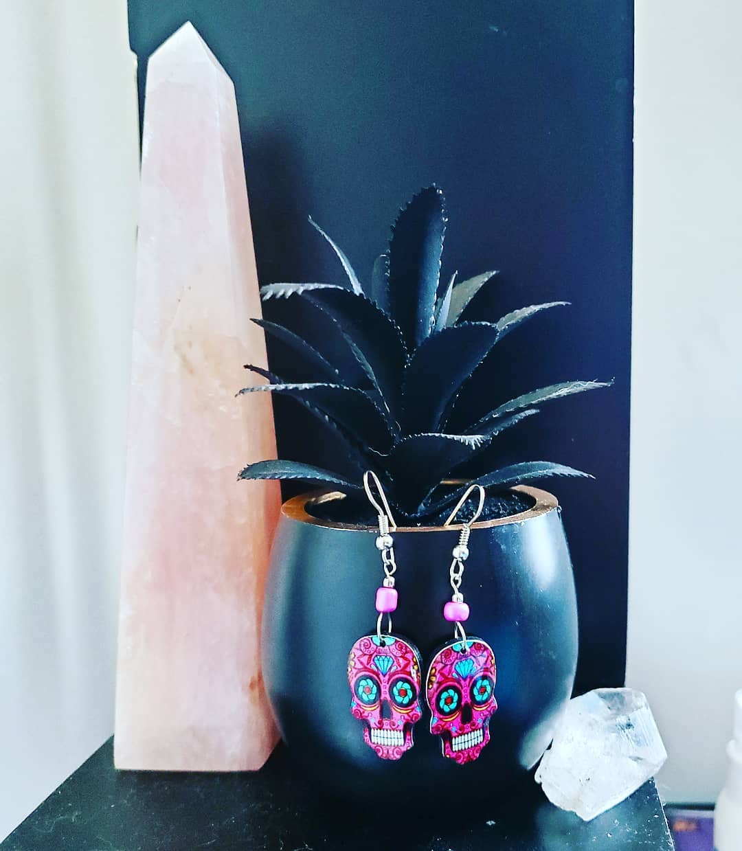 Pichincha - Wholesale Dangle Earrings - Acrylic Day of the Dead Sugar Skull Dangle Earrings6