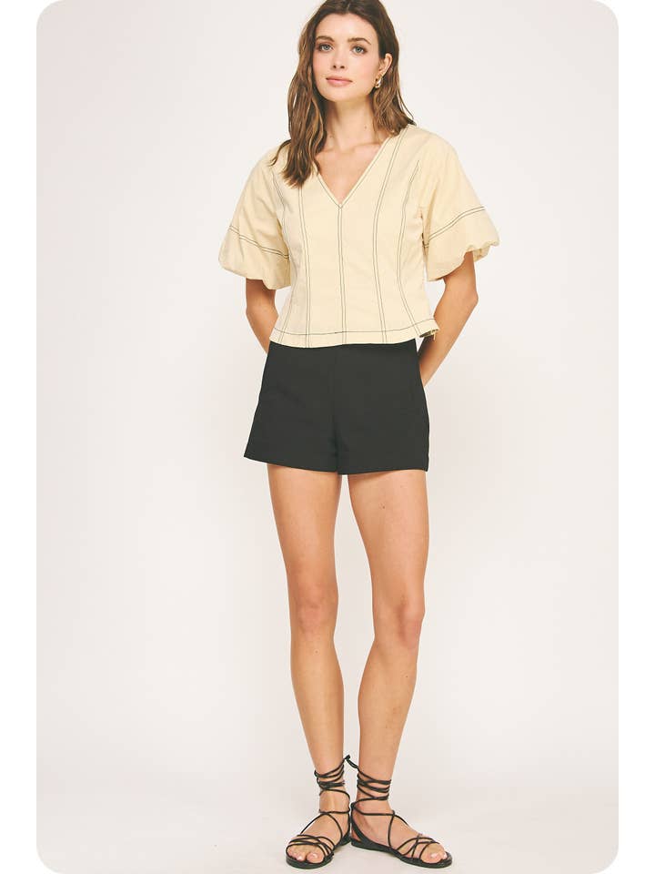 Strut & Bolt - Wholesale Blouse - Women's - Top Stitch Bubble Sleeve Top5